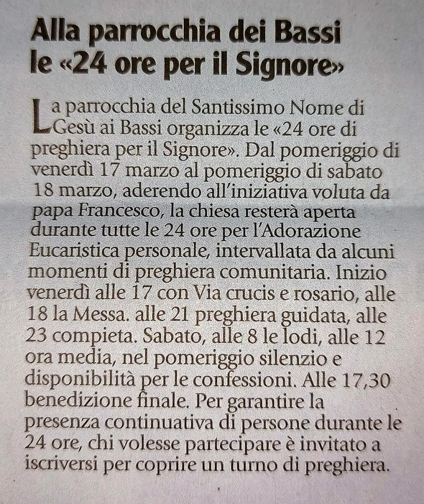 24 ore per il Signore 2023